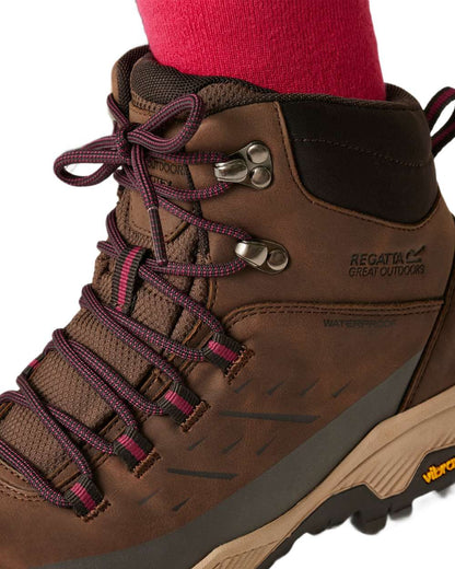 Brown Coloured Regatta Womens Blake Vibram Walking Boots on white background 