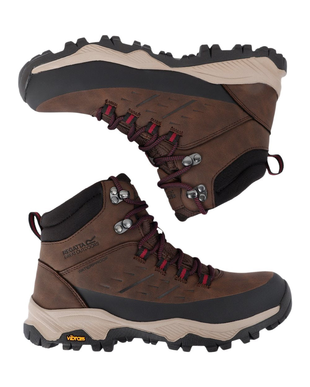 Brown Coloured Regatta Womens Blake Vibram Walking Boots on white background 
