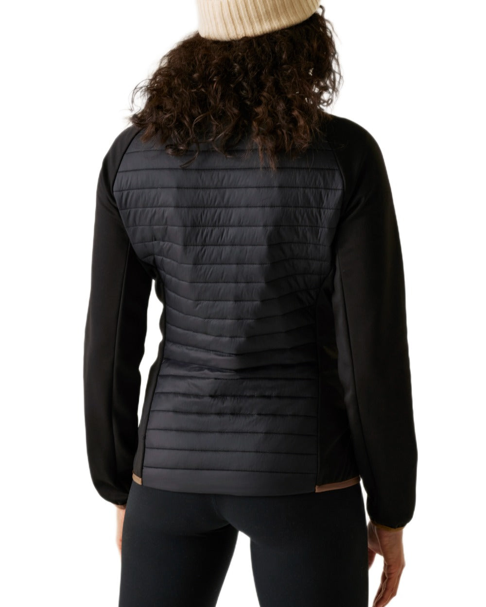 Black Mocha Coloured Regatta Womens Clumber Hybrid Jacket on white background 