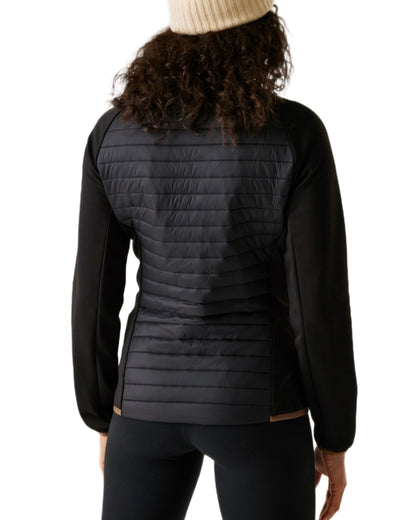 Black Mocha Coloured Regatta Womens Clumber Hybrid Jacket on white background 