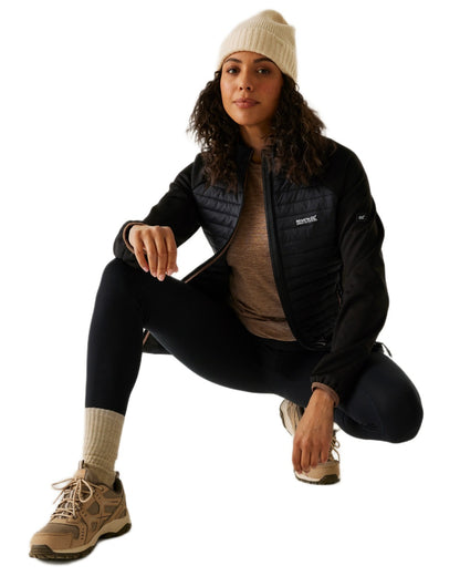 Black Mocha Coloured Regatta Womens Clumber Hybrid Jacket on white background 