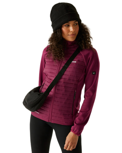 Dark Pimento Coloured Regatta Womens Clumber Hybrid Jacket on white background 