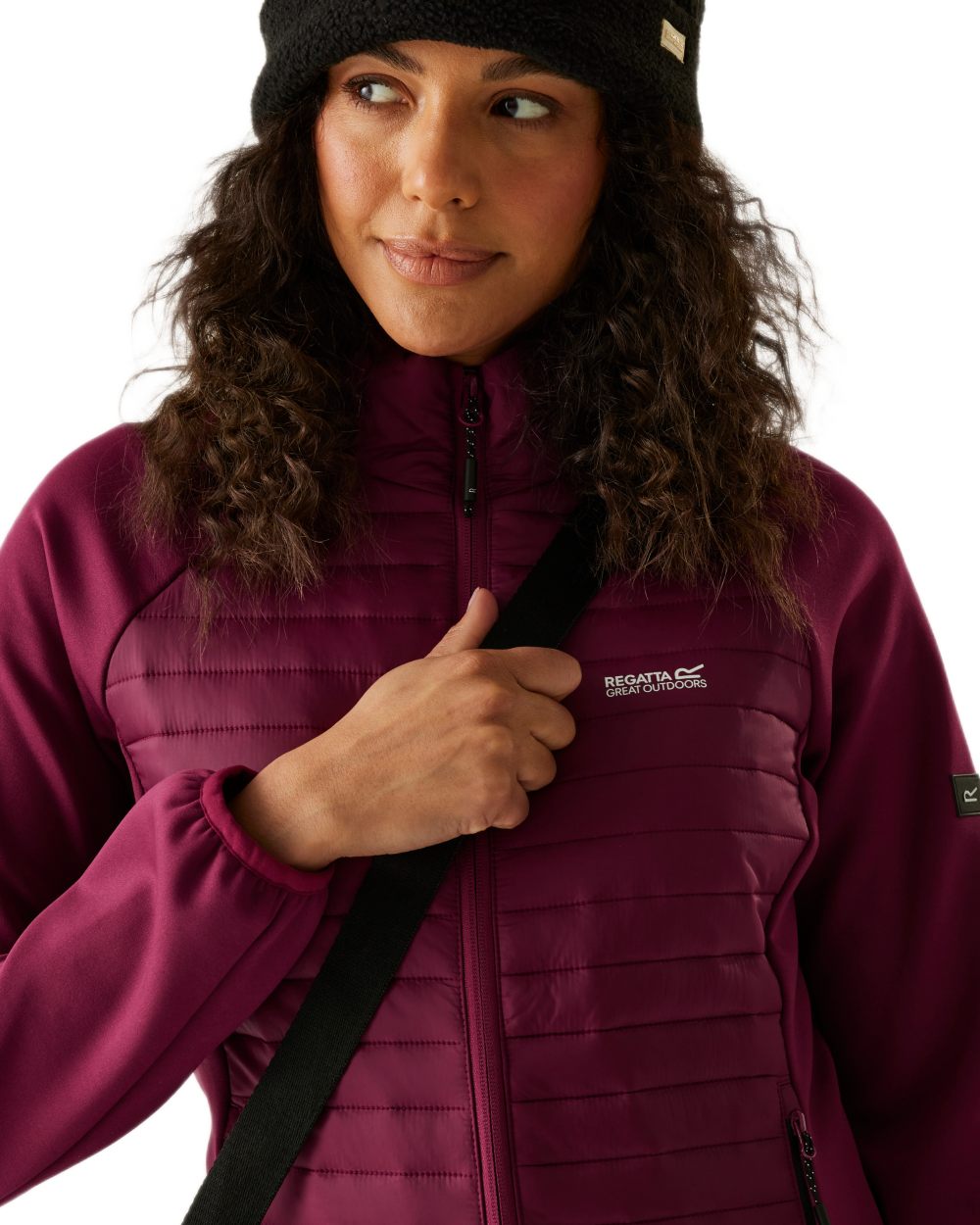 Dark Pimento Coloured Regatta Womens Clumber Hybrid Jacket on white background 
