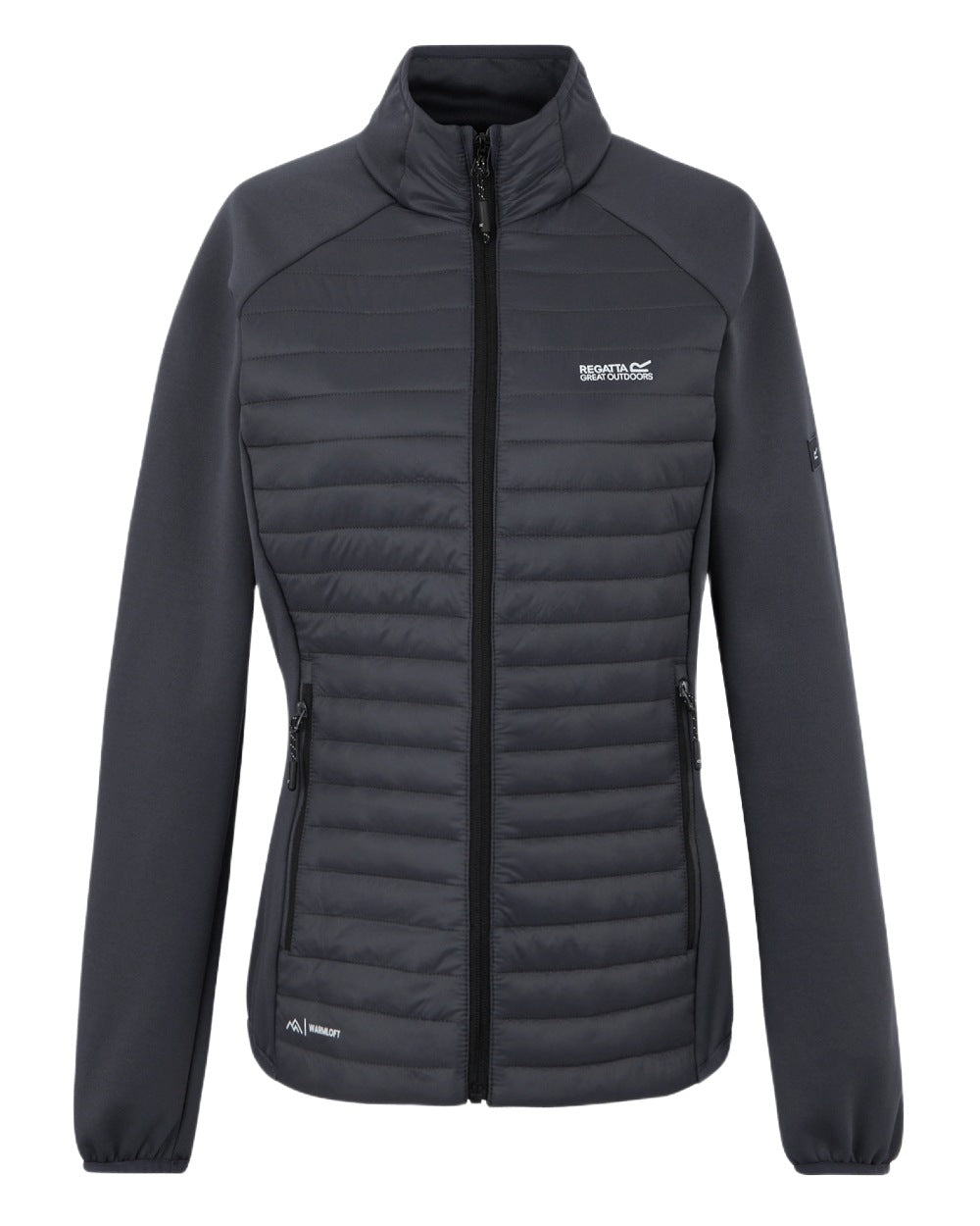 Seal Grey Coloured Regatta Womens Clumber Hybrid Jacket on white background 