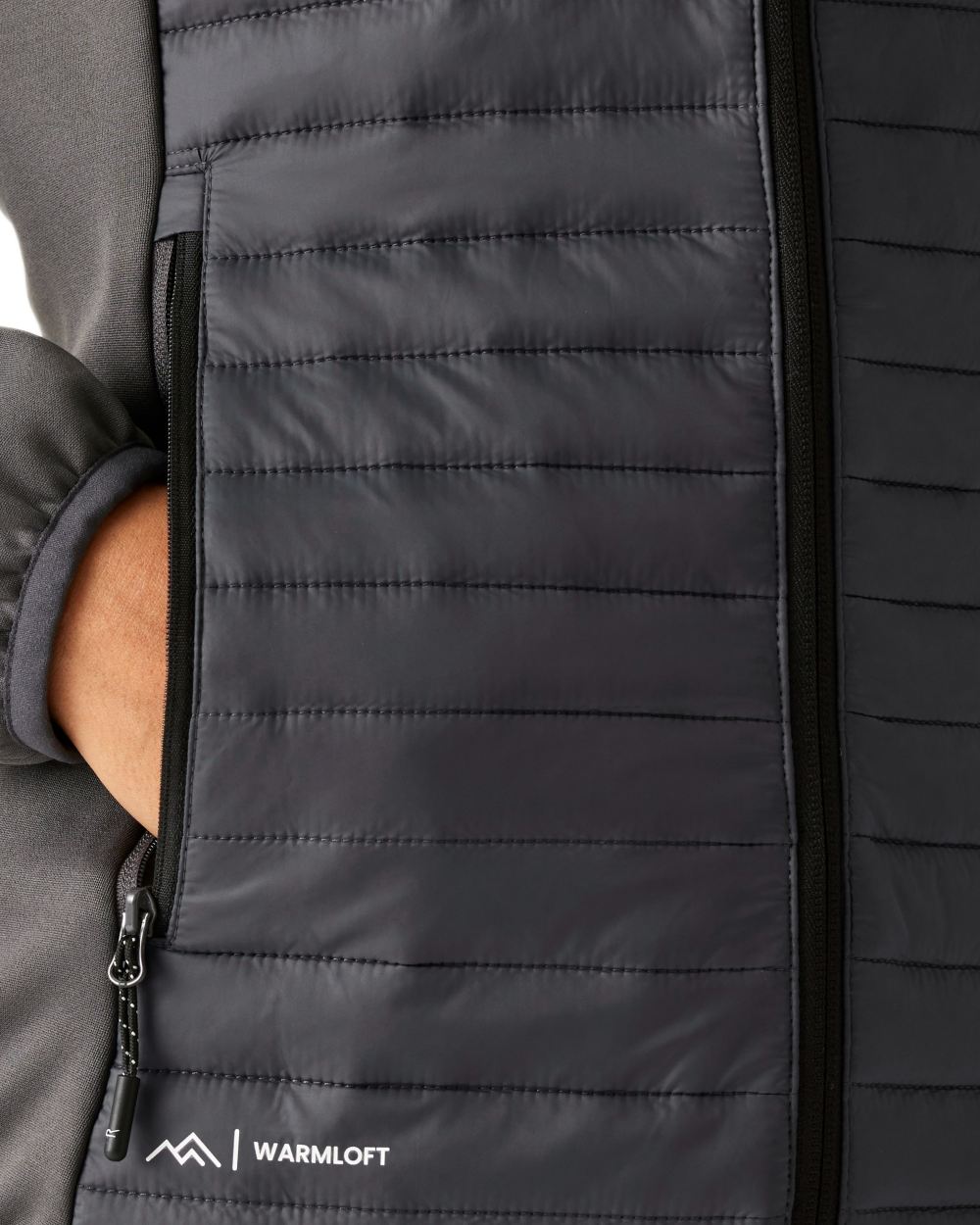 Seal Grey Coloured Regatta Womens Clumber Hybrid Jacket on white background 