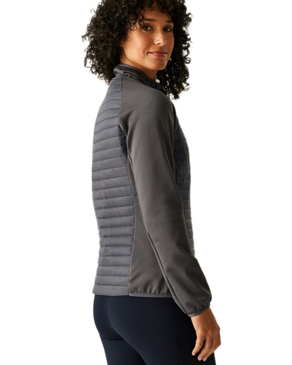 Seal Grey Coloured Regatta Womens Clumber Hybrid Jacket on white background 