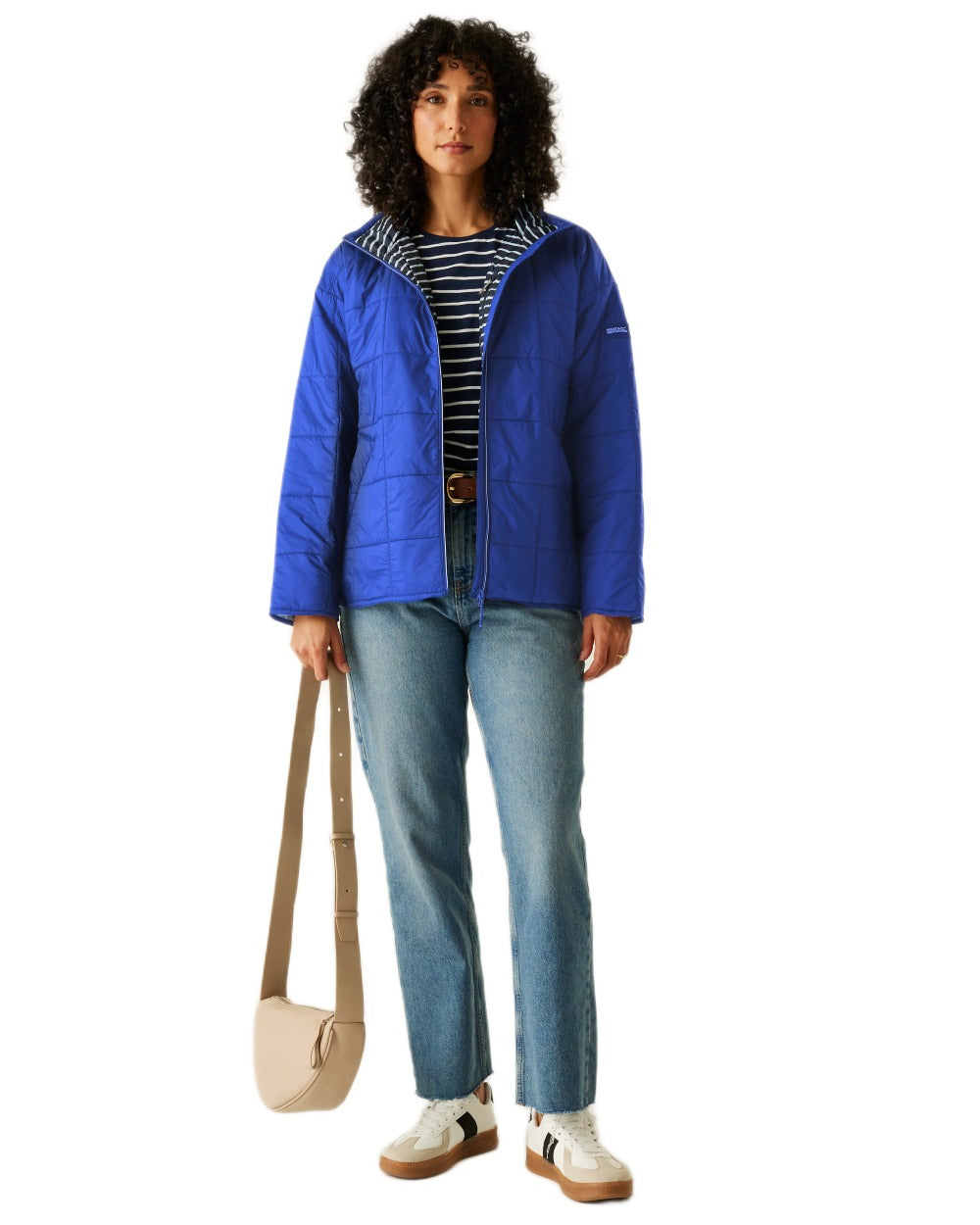 Brightest Blue Coloured Regatta Womens Courcelle II Quilted Jacket on white background 