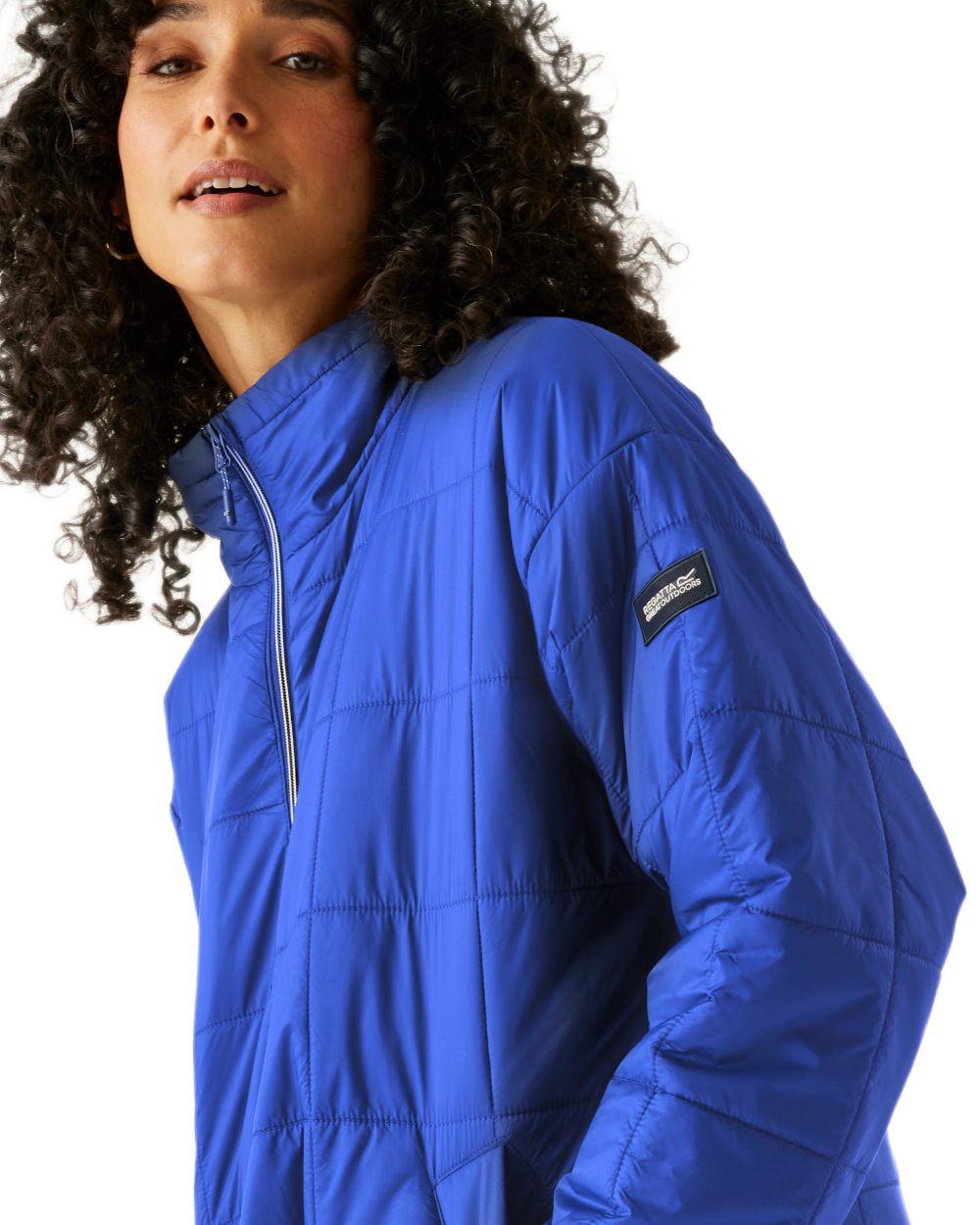 Brightest Blue Coloured Regatta Womens Courcelle II Quilted Jacket on white background 