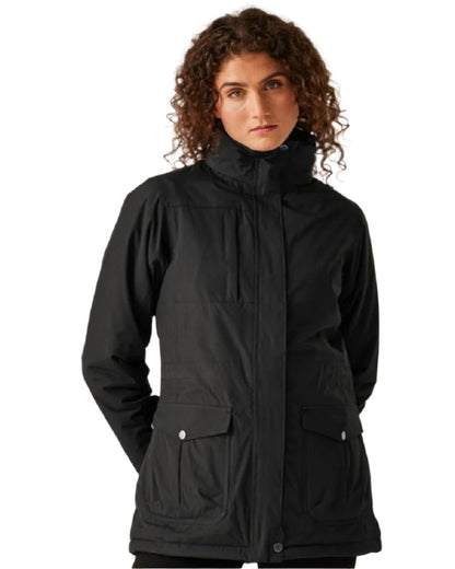 Black coloured Regatta Womens Darby III Insulated Parka Jacket on white background 