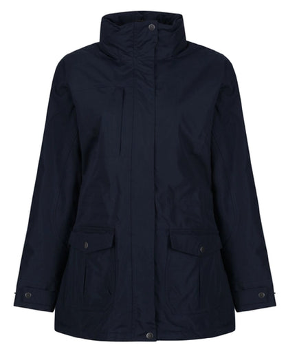 Navy coloured Regatta Womens Darby III Insulated Parka Jacket on white background 