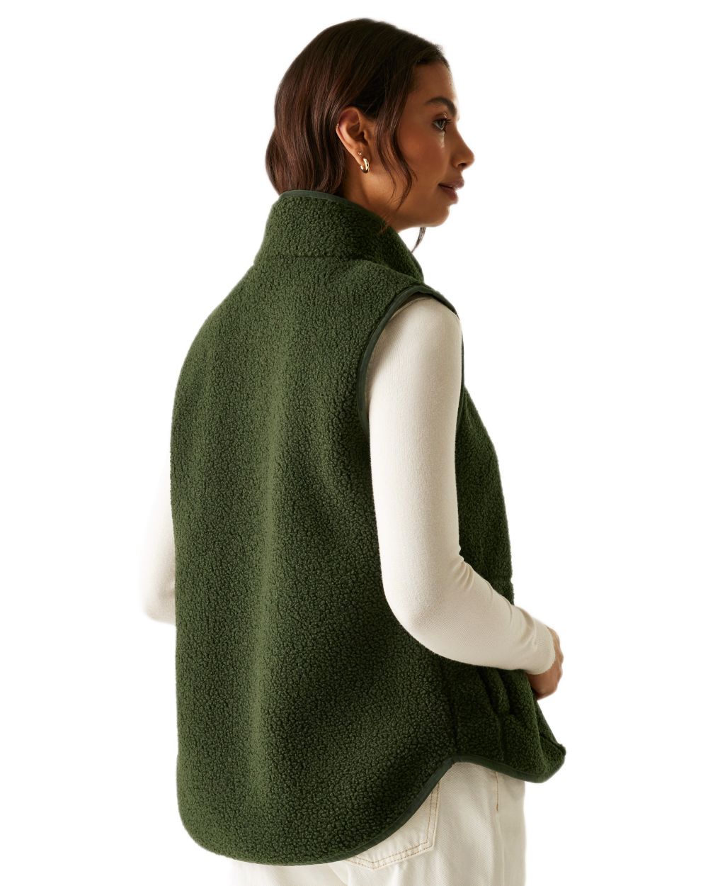 Dark Khaki Coloured Regatta Womens Frankie Borg Gilet on white background 