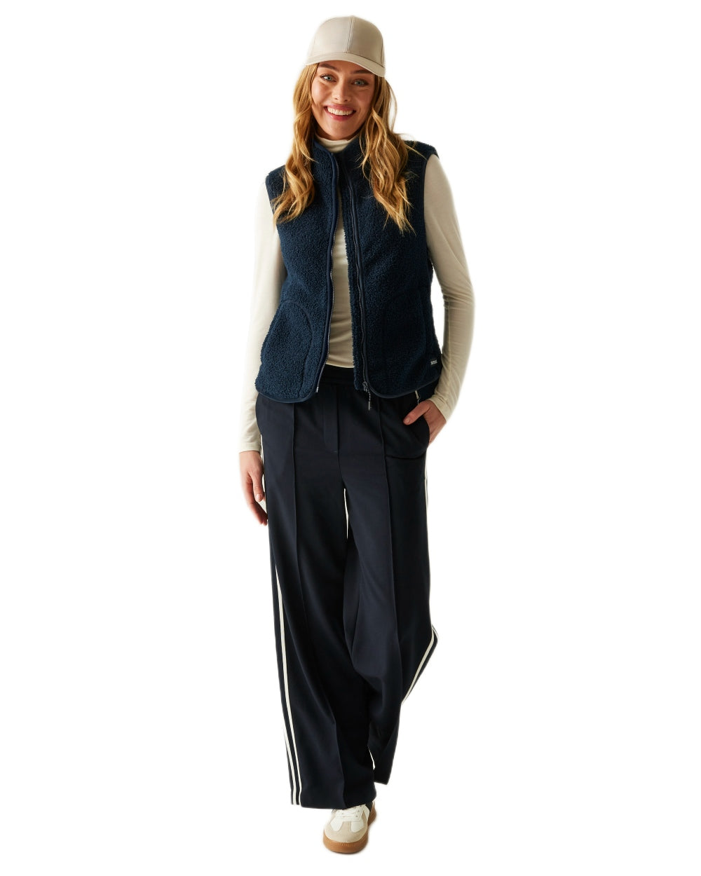 Navy Coloured Regatta Womens Frankie Borg Gilet on white background 