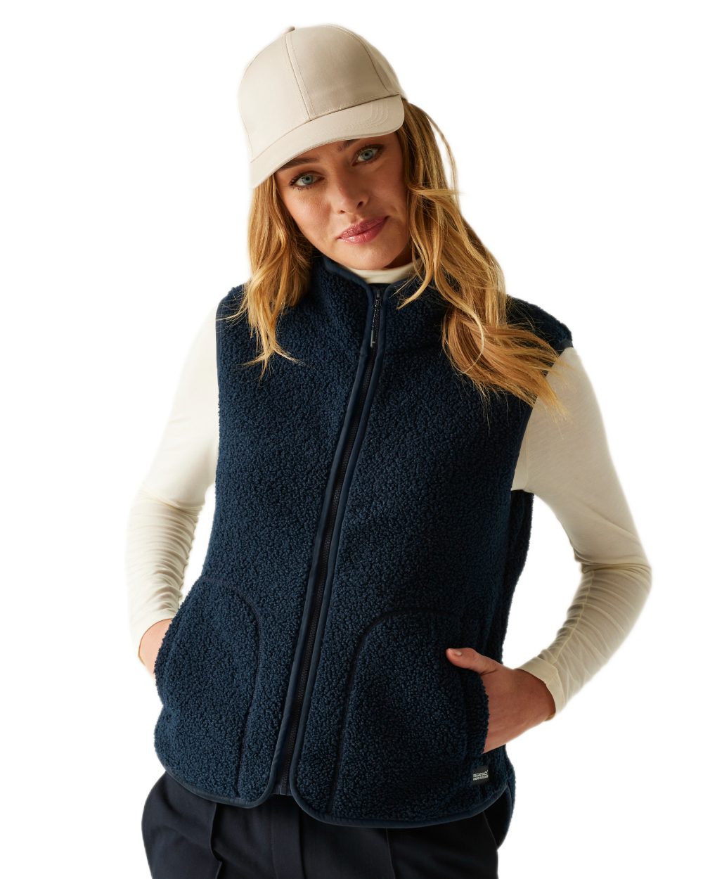Navy Coloured Regatta Womens Frankie Borg Gilet on white background 