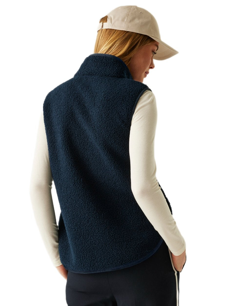Navy Coloured Regatta Womens Frankie Borg Gilet on white background 