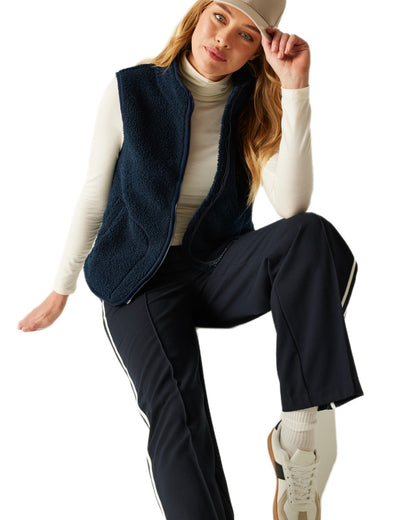 Navy Coloured Regatta Womens Frankie Borg Gilet on white background 