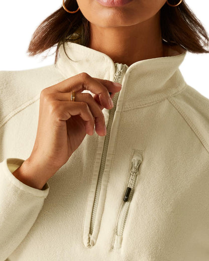 Light Vanilla Coloured Regatta Womens Frankie Half Zip Fleece on white background 