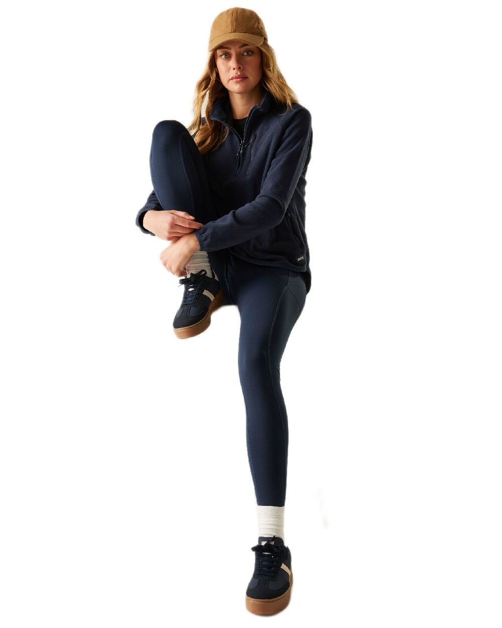 Navy Coloured Regatta Womens Frankie Half Zip Fleece on white background 