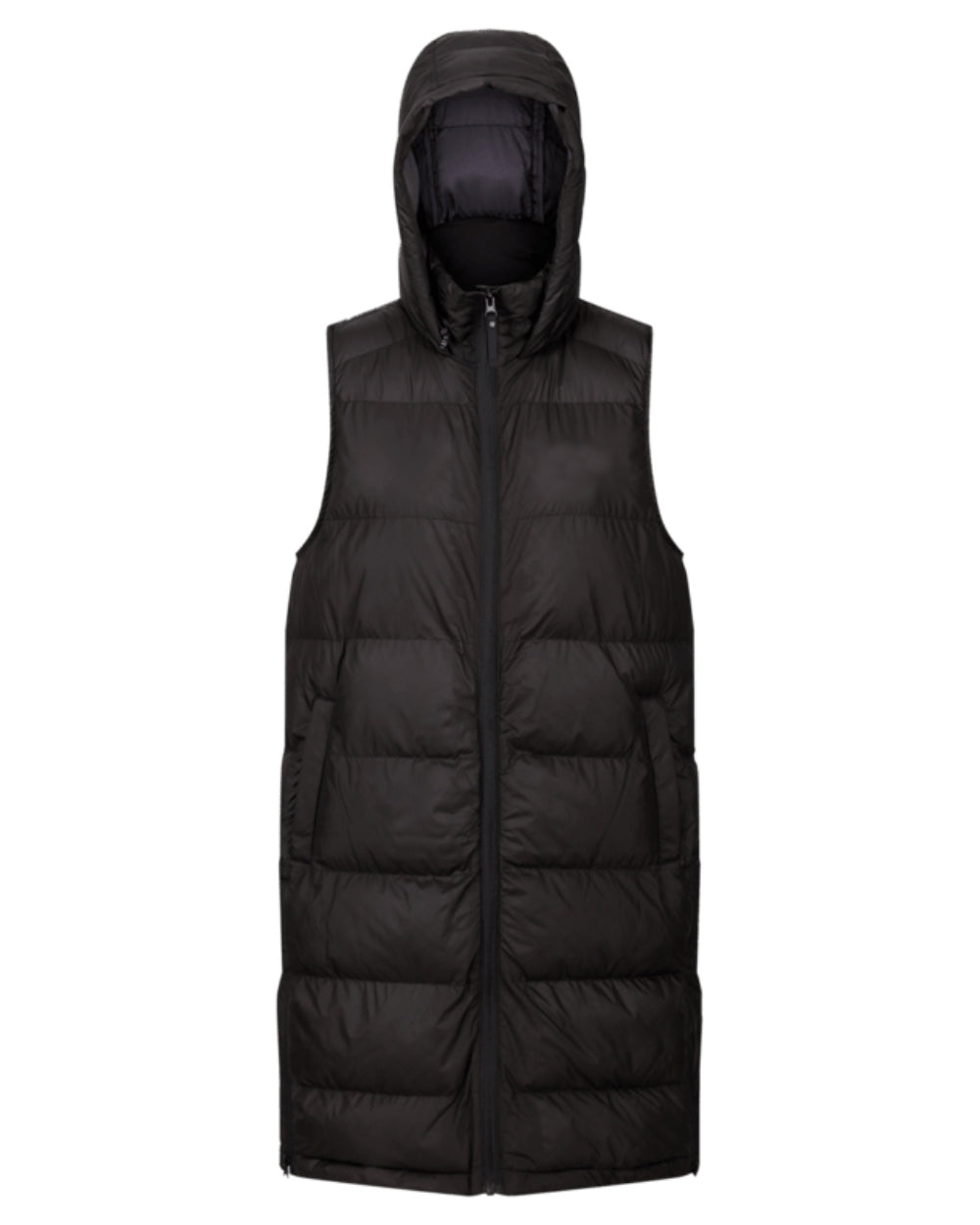 Black Coloured Regatta Womens Ganella Quilted Longline Gilet on white background 