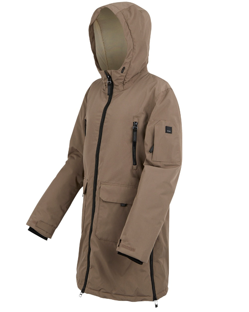 Mocha Perfectly Pale Coloured Regatta Womens Gwynn Waterproof Insulated Jacket on white background 