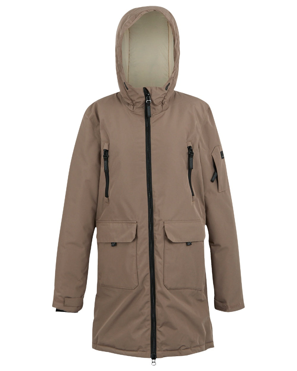 Mocha Perfectly Pale Coloured Regatta Womens Gwynn Waterproof Insulated Jacket on white background 