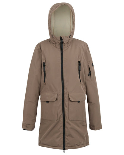 Mocha Perfectly Pale Coloured Regatta Womens Gwynn Waterproof Insulated Jacket on white background 