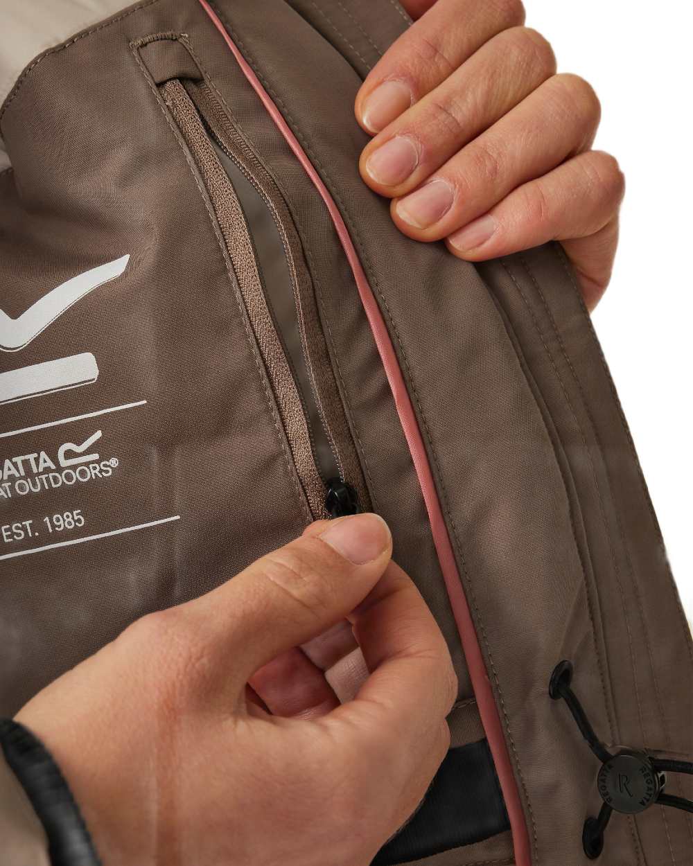 Mocha Perfectly Pale Coloured Regatta Womens Gwynn Waterproof Insulated Jacket on white background 