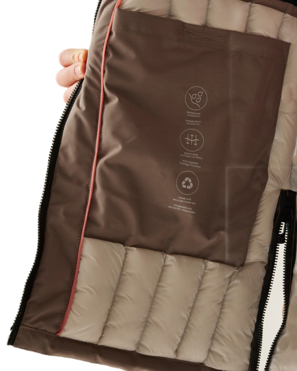 Mocha Perfectly Pale Coloured Regatta Womens Gwynn Waterproof Insulated Jacket on white background 