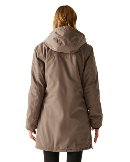 Mocha Perfectly Pale Coloured Regatta Womens Gwynn Waterproof Insulated Jacket on white background 