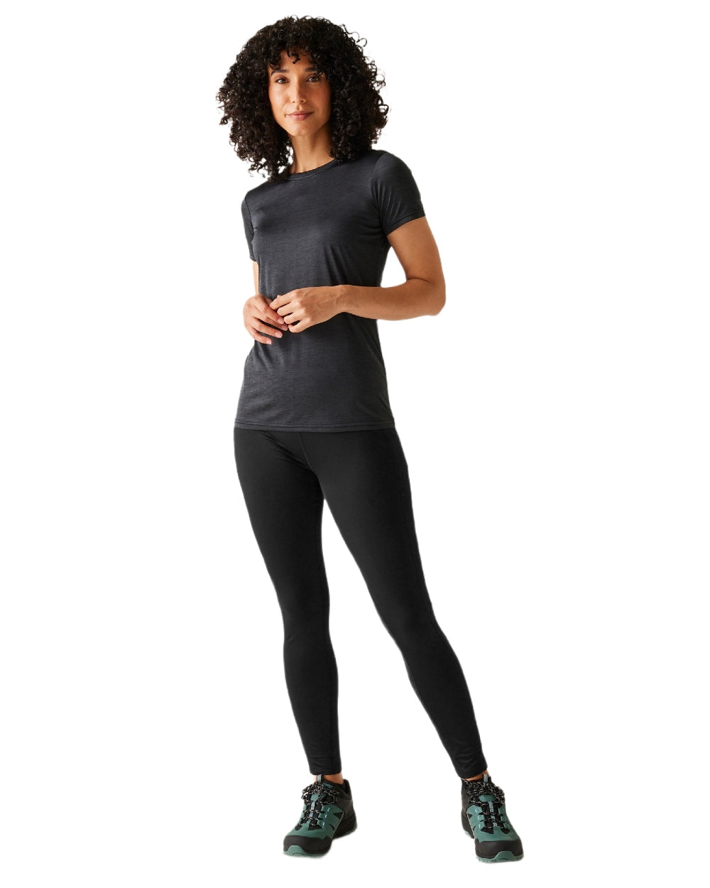 Black Coloured Regatta Womens Holeen II Winter Leggings on white background 