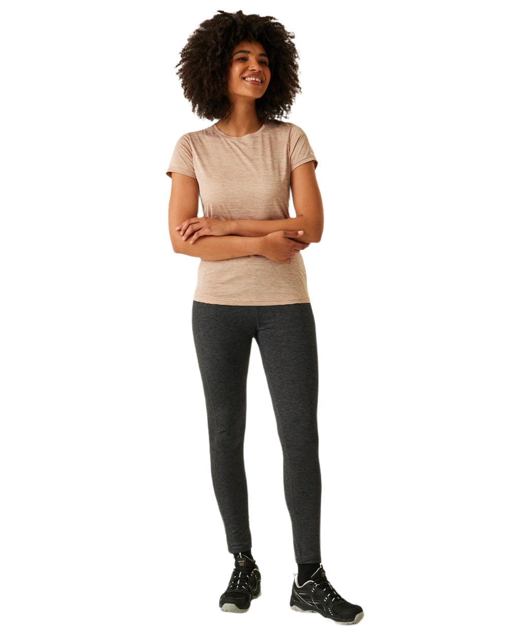 Seal Grey Marl Coloured Regatta Womens Holeen II Winter Leggings on white background 