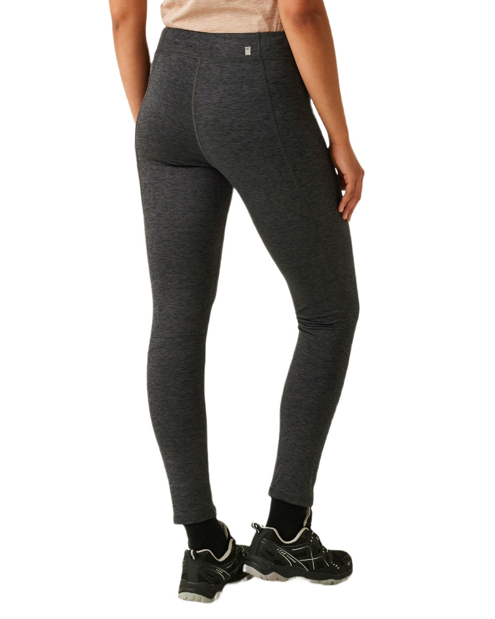 Seal Grey Marl Coloured Regatta Womens Holeen II Winter Leggings on white background 