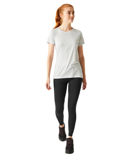 Black Coloured Regatta Womens Holeen Pro Compression Leggings on white background 