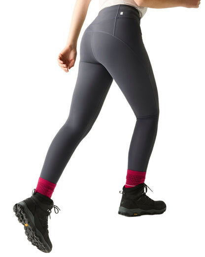 Seal Grey Coloured Regatta Womens Holeen Pro Compression Leggings on white background 