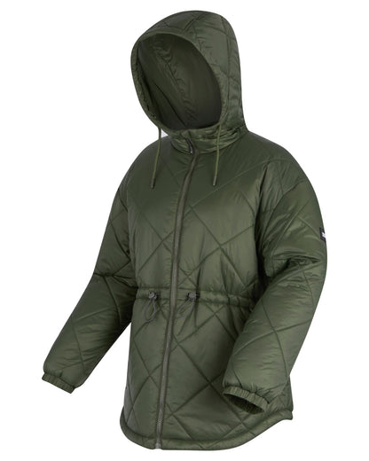 Dark Khaki Coloured Regatta Womens Ivey Quilted Jacket on white background 