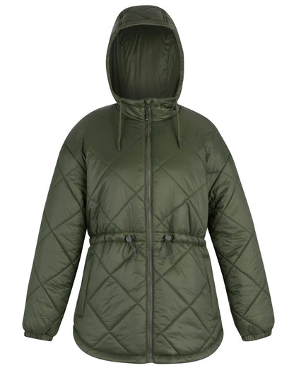 Dark Khaki Coloured Regatta Womens Ivey Quilted Jacket on white background 