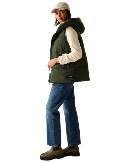 Dark Khaki Coloured Regatta Womens Kelse Gilet on white background 