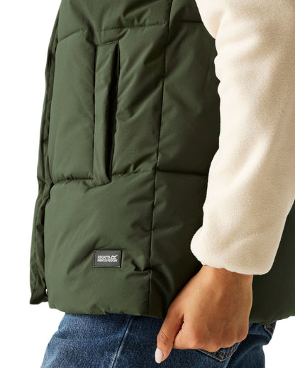 Dark Khaki Coloured Regatta Womens Kelse Gilet on white background 
