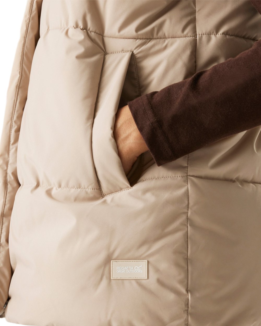 Soft Taupe Coloured Regatta Womens Kelse Gilet on white background 