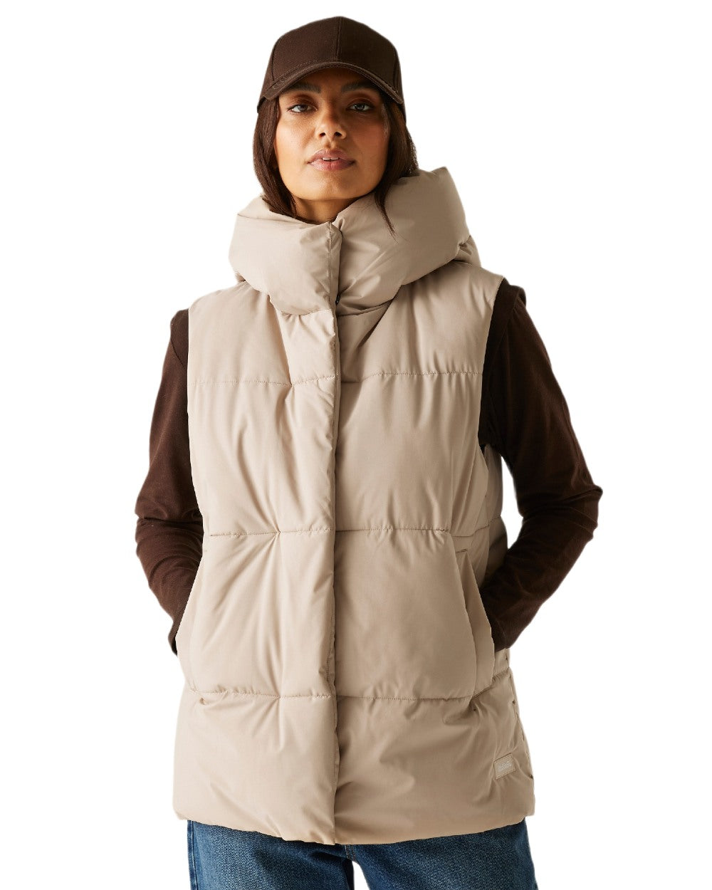 Soft Taupe Coloured Regatta Womens Kelse Gilet on white background 