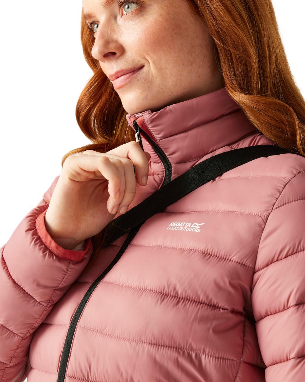 Dusty Rose Coloured Regatta Womens Marizion Quilted Jacket on white background 
