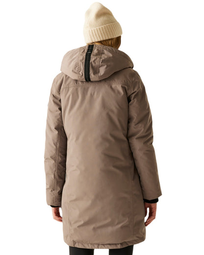 Mocha Perfectly Pale Coloured Regatta Womens Marron Waterproof Insulated Jacket on white background 