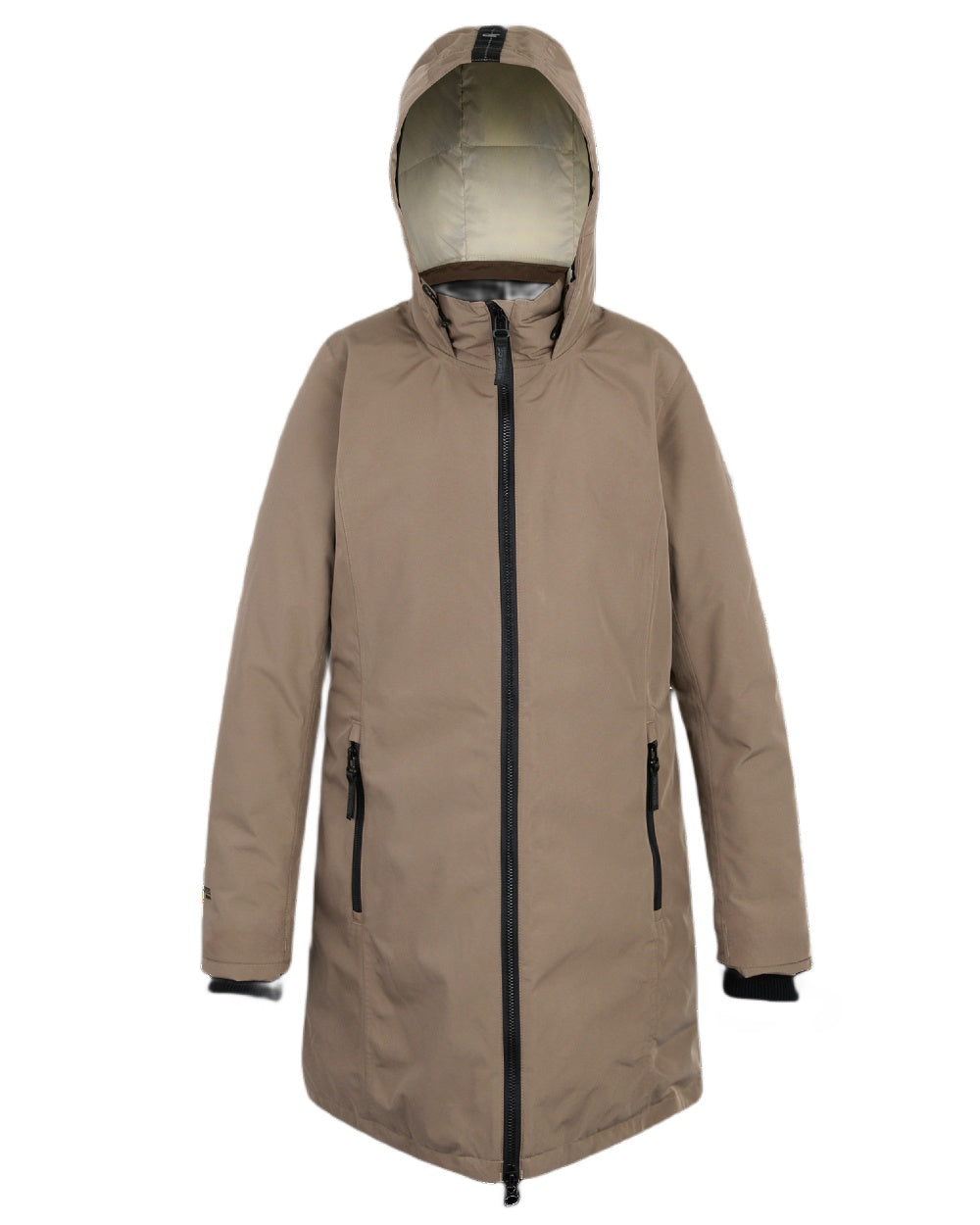 Mocha Perfectly Pale Coloured Regatta Womens Marron Waterproof Insulated Jacket on white background 