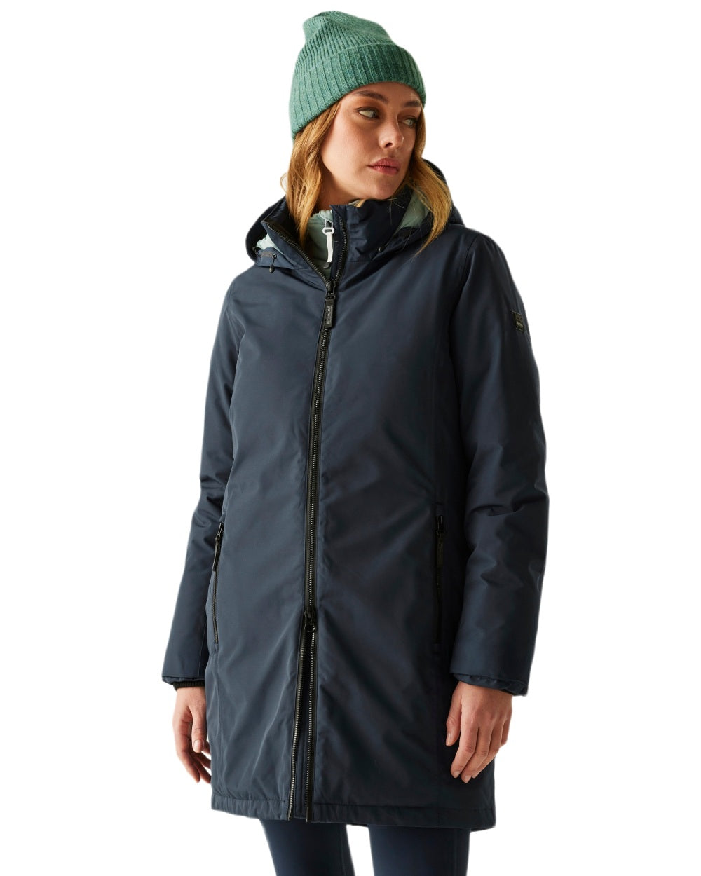 Navy Green Haze Coloured Regatta Womens Marron Waterproof Insulated Jacket on white background 