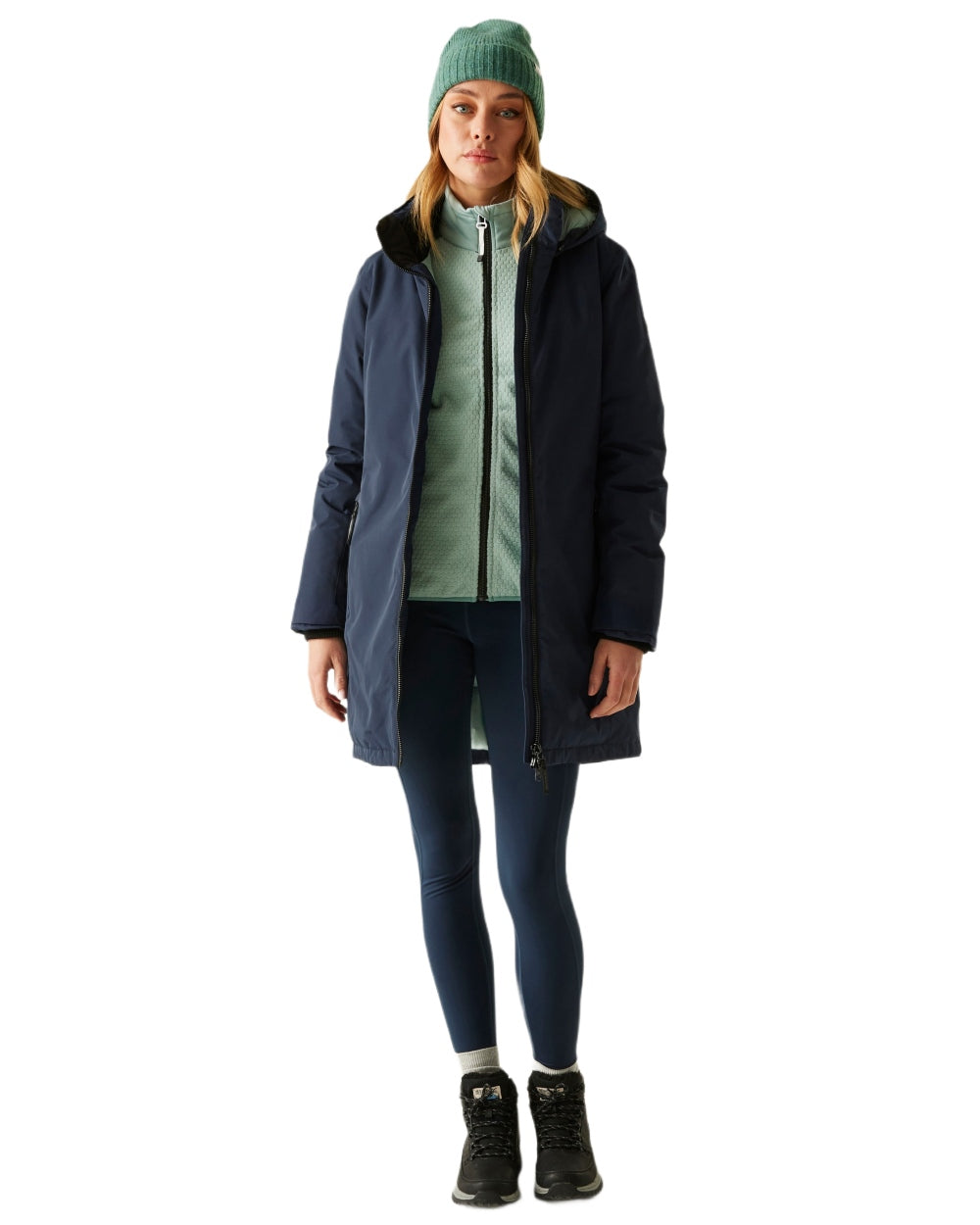 Navy Green Haze Coloured Regatta Womens Marron Waterproof Insulated Jacket on white background 