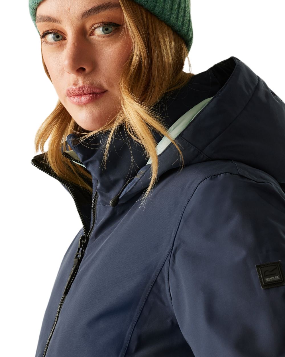 Navy Green Haze Coloured Regatta Womens Marron Waterproof Insulated Jacket on white background 