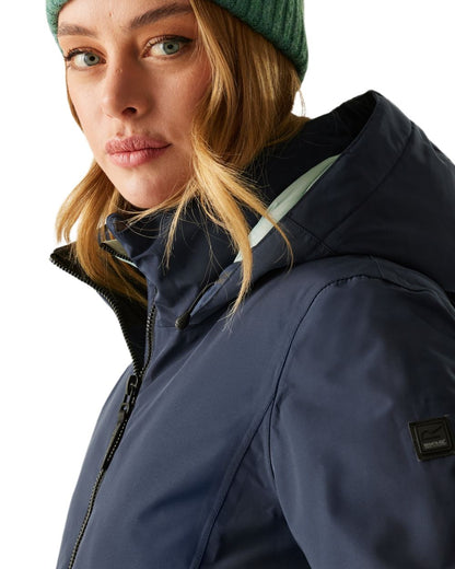 Navy Green Haze Coloured Regatta Womens Marron Waterproof Insulated Jacket on white background 