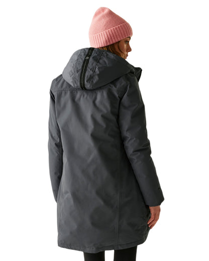 Seal Grey Dusty Rose Coloured Regatta Womens Marron Waterproof Insulated Jacket on white background 