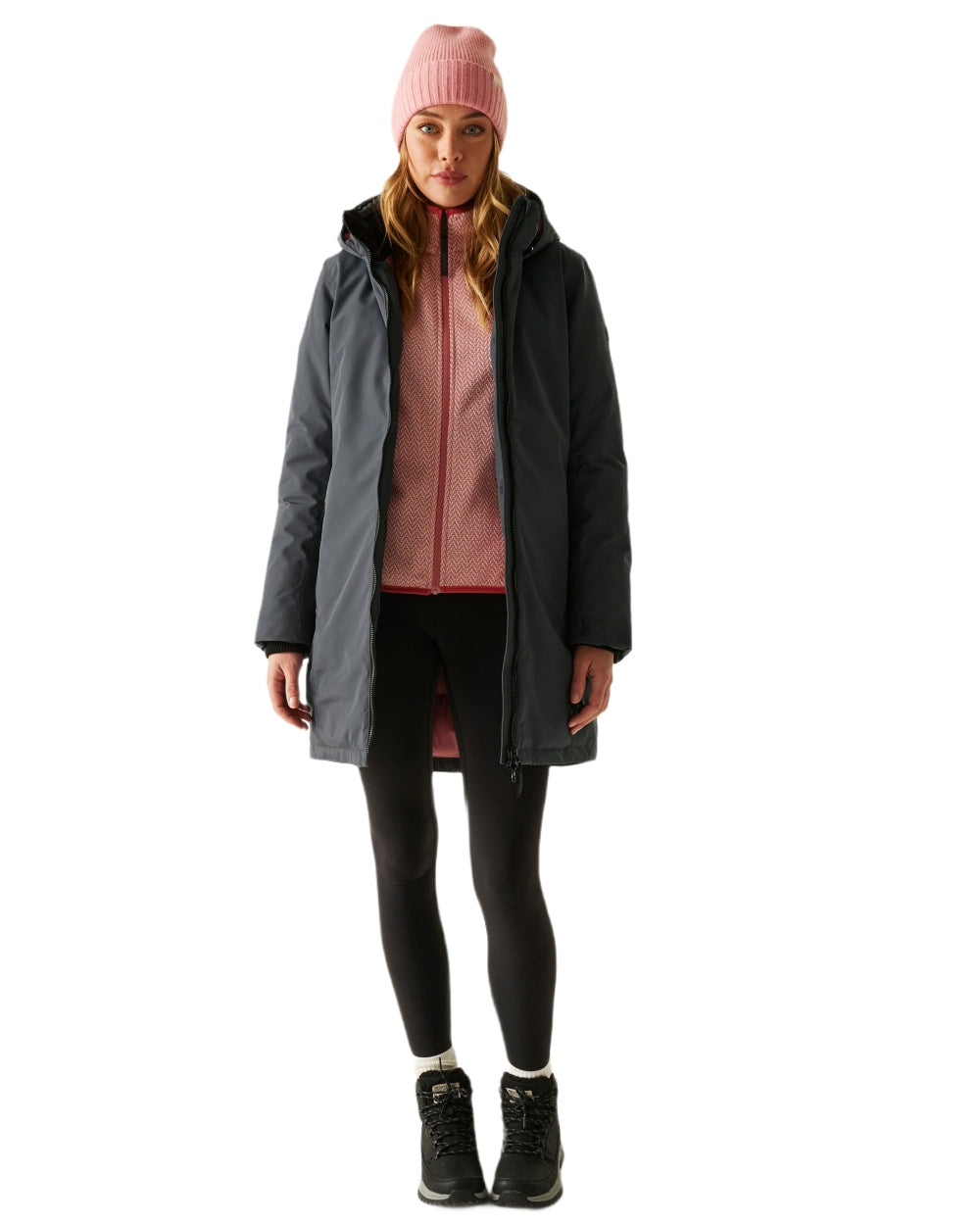 Seal Grey Dusty Rose Coloured Regatta Womens Marron Waterproof Insulated Jacket on white background 