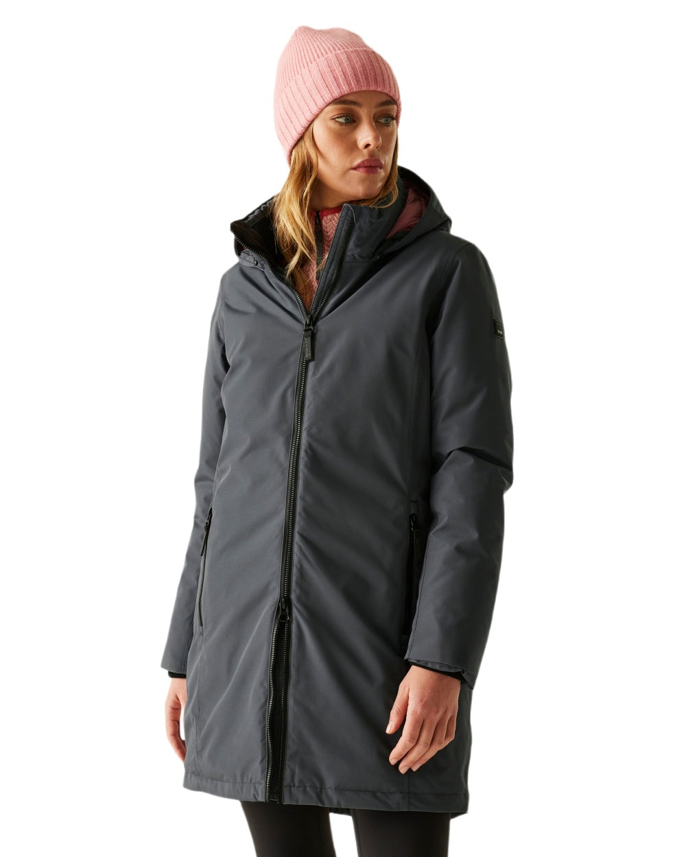 Seal Grey Dusty Rose Coloured Regatta Womens Marron Waterproof Insulated Jacket on white background 