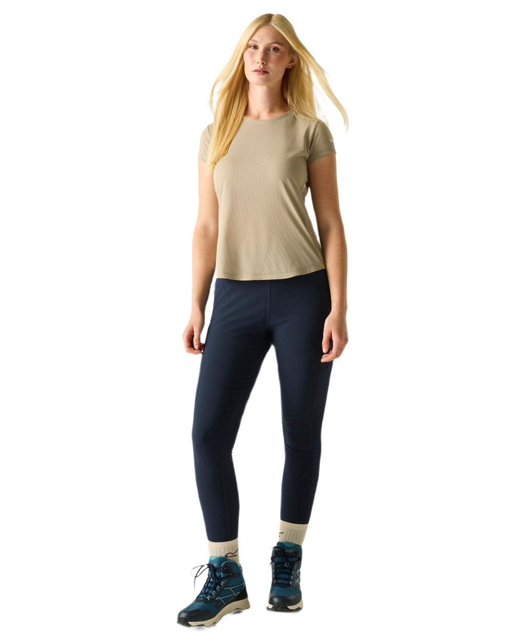 Navy Coloured Regatta Womens Monira Hiking Leggings on white background 